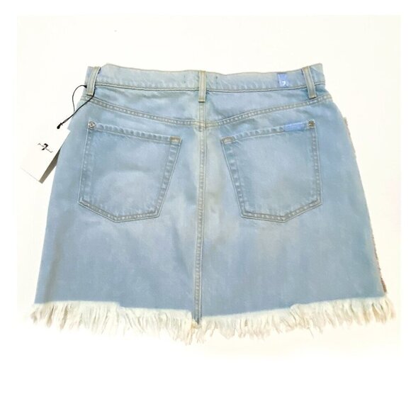 7 For All Mankind Fringed Denim Mini Skirt, Size  32 (jean sizing), New with tag - Picture 5 of 16